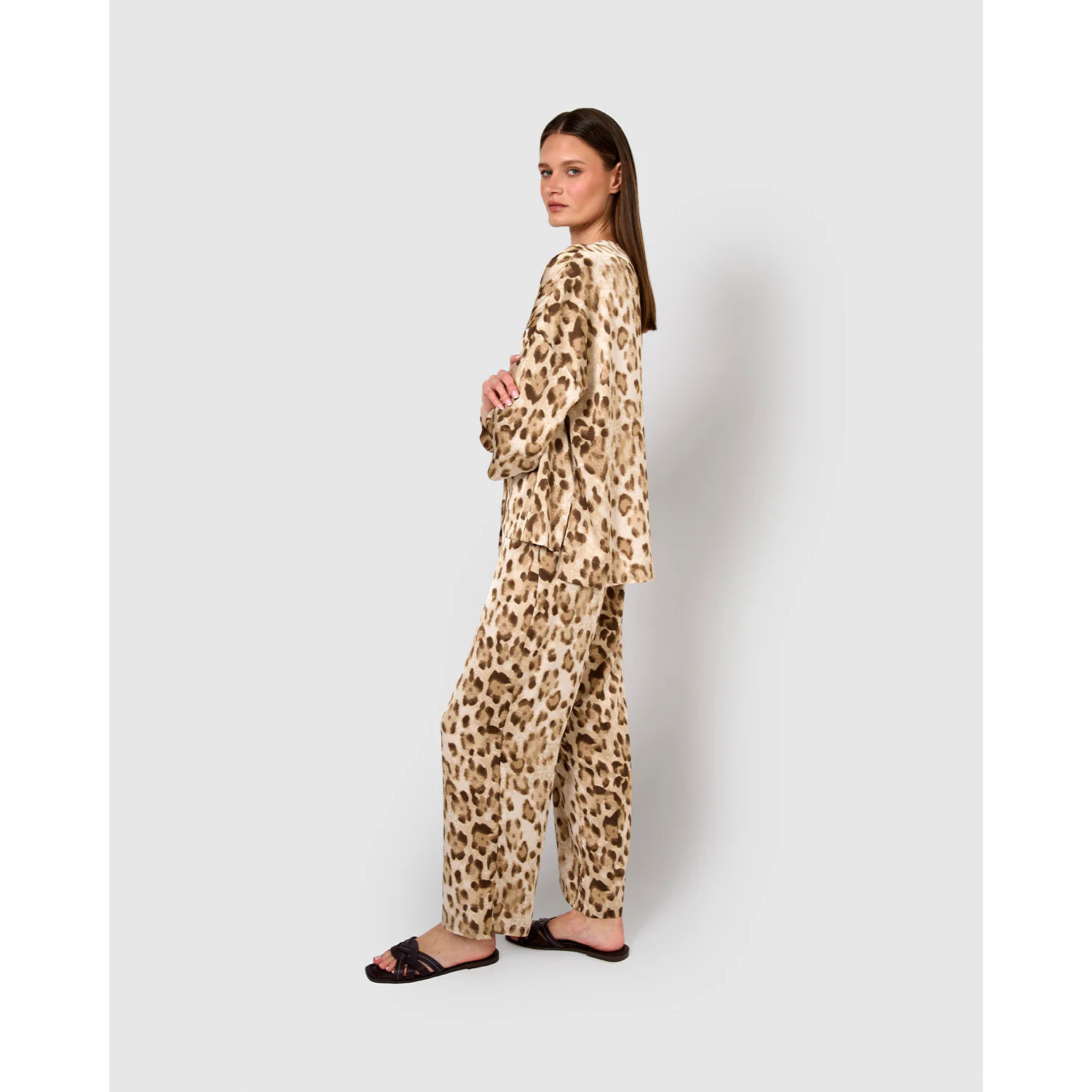 Blusa satén lazos pai marrón