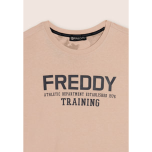 T-shirt con logo centrale e dettaglio camouflage