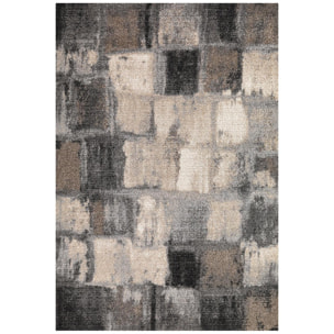 tapis chambre 80x150 tissé gris rectangle motif géométrique CALEGANT