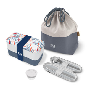 Set repas lunch box 2 étages 1L graphic Rainforest + accessoires