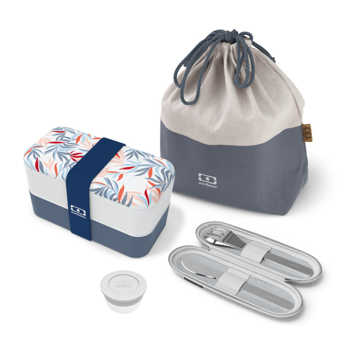 Set repas lunch box 2 étages 1L graphic Rainforest + accessoires