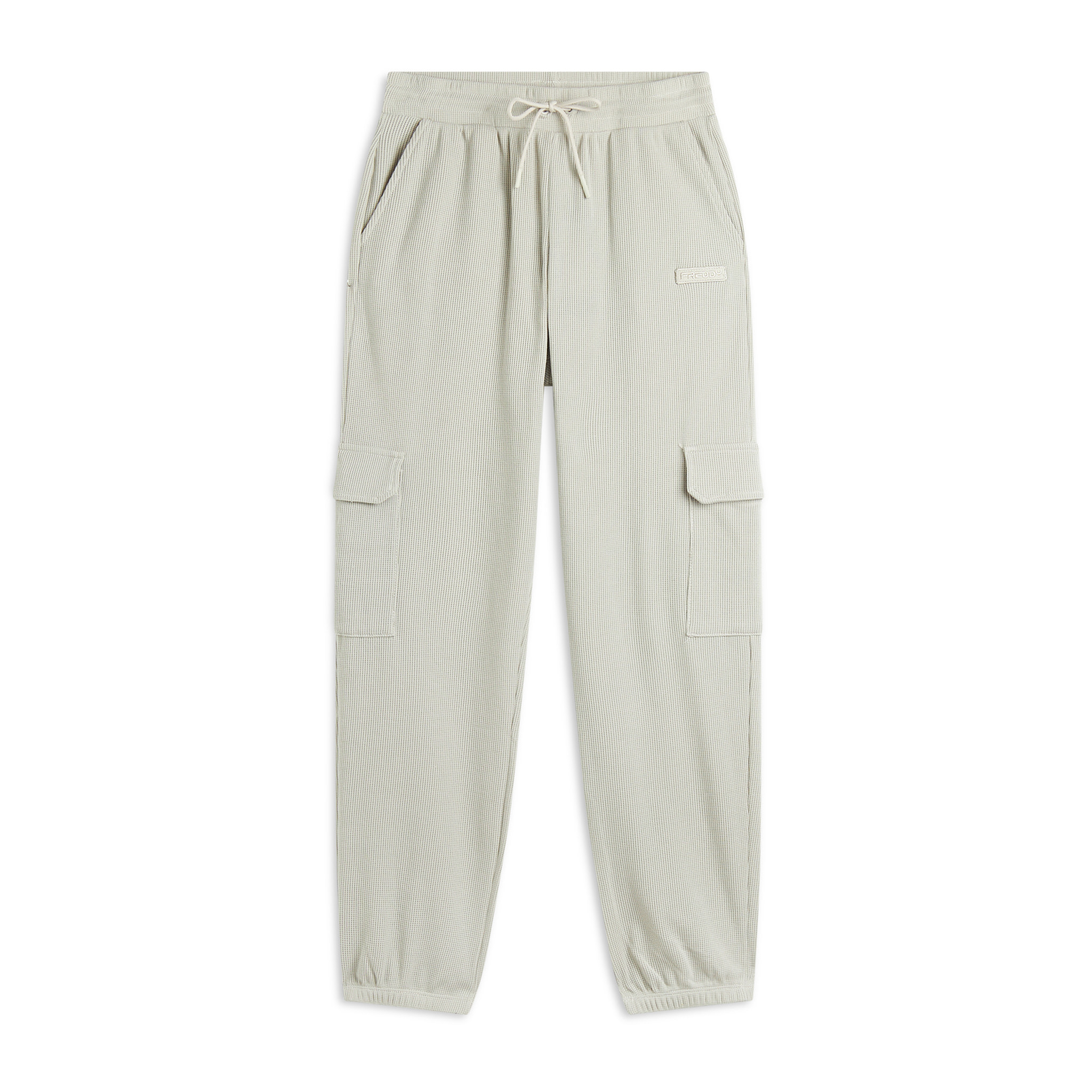 Pantaloni cargo da donna in tessuto jersey waffle