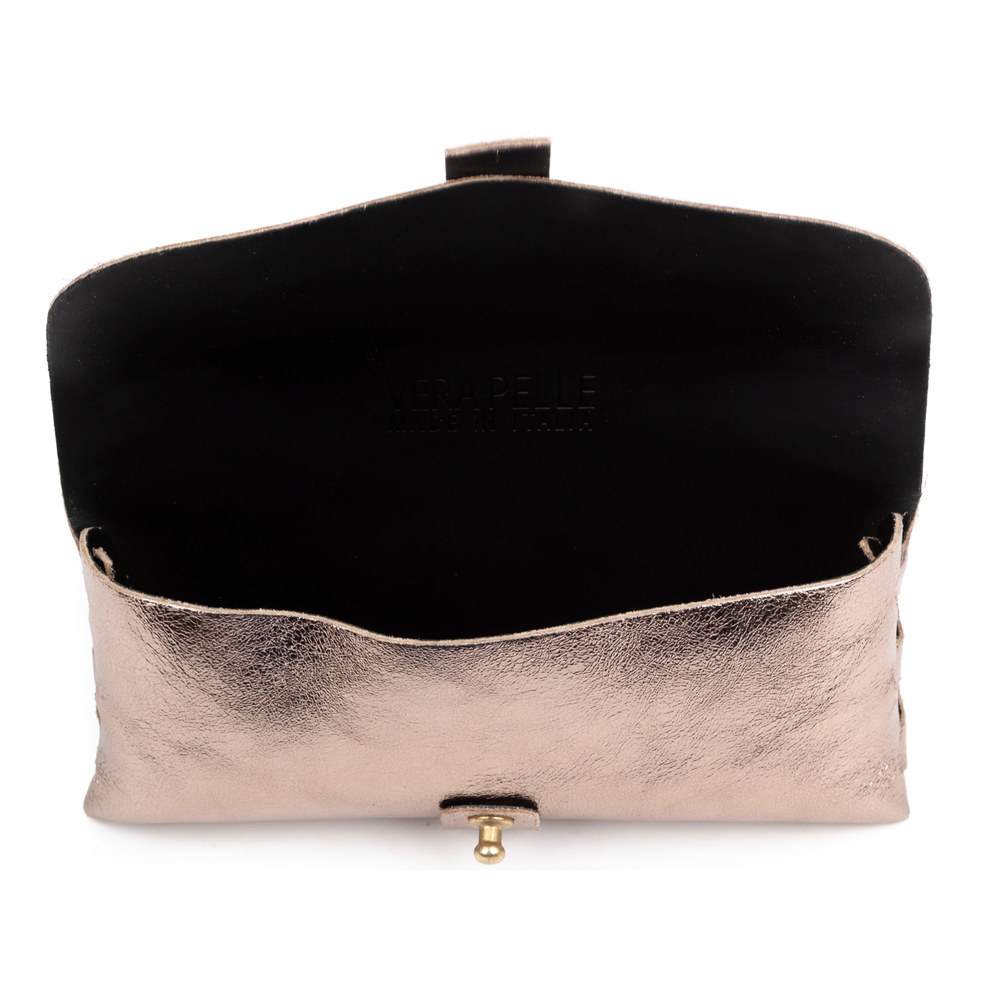 Argelato mini bolso de mano / cartera mujer. Piel auténtica Gamuza lacada brillante.