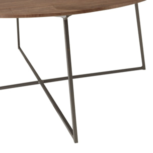 ROMY - Table basse ronde 80x80cm en bois de mindi pieds en métal noir
