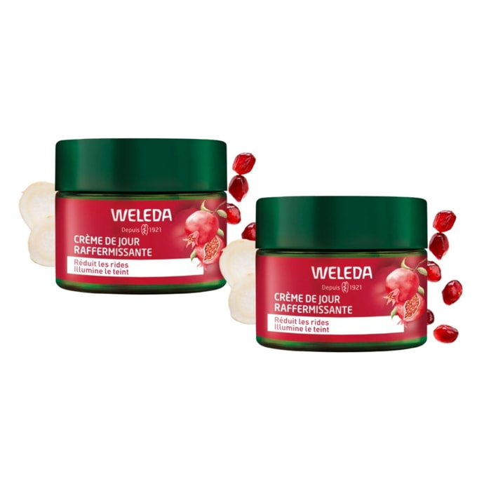 WELEDA - Duo Crème de Jour raffermissante Grenade et Peptides de Maca -  Réduit les rides et illumine le teint - Vegan - Certifié Natrue-  Pot 40 ml  x 2