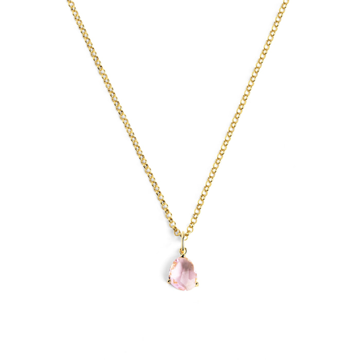 Collana Birthstone Tormalina Rosa Argento Placcato Oro