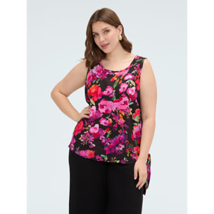Fiorella Rubino - Top in mussola con stampa e fiocco - Nero