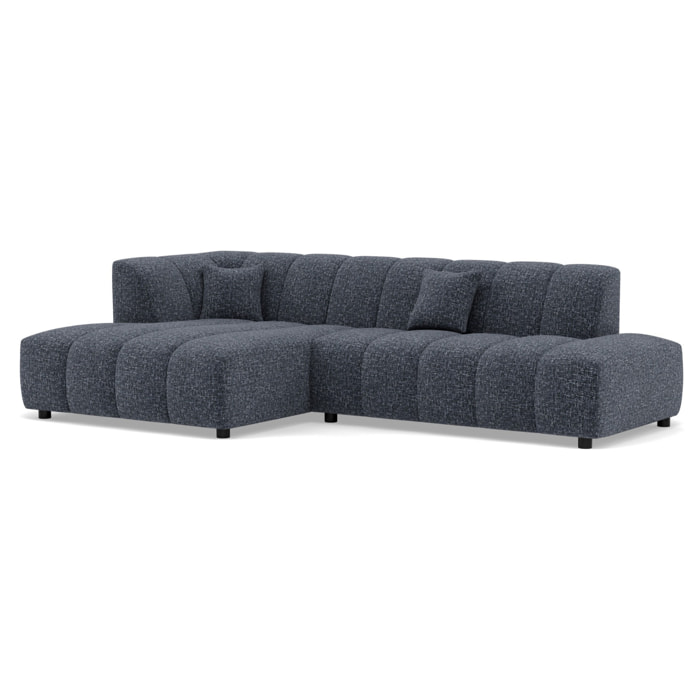 Curtis - canapé d'angle gauche 4 places en tissu texturé - Bleu