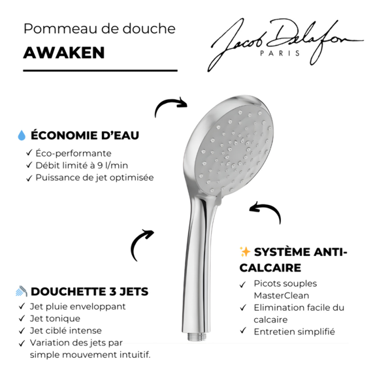 Douchette 3 jets Awaken organic