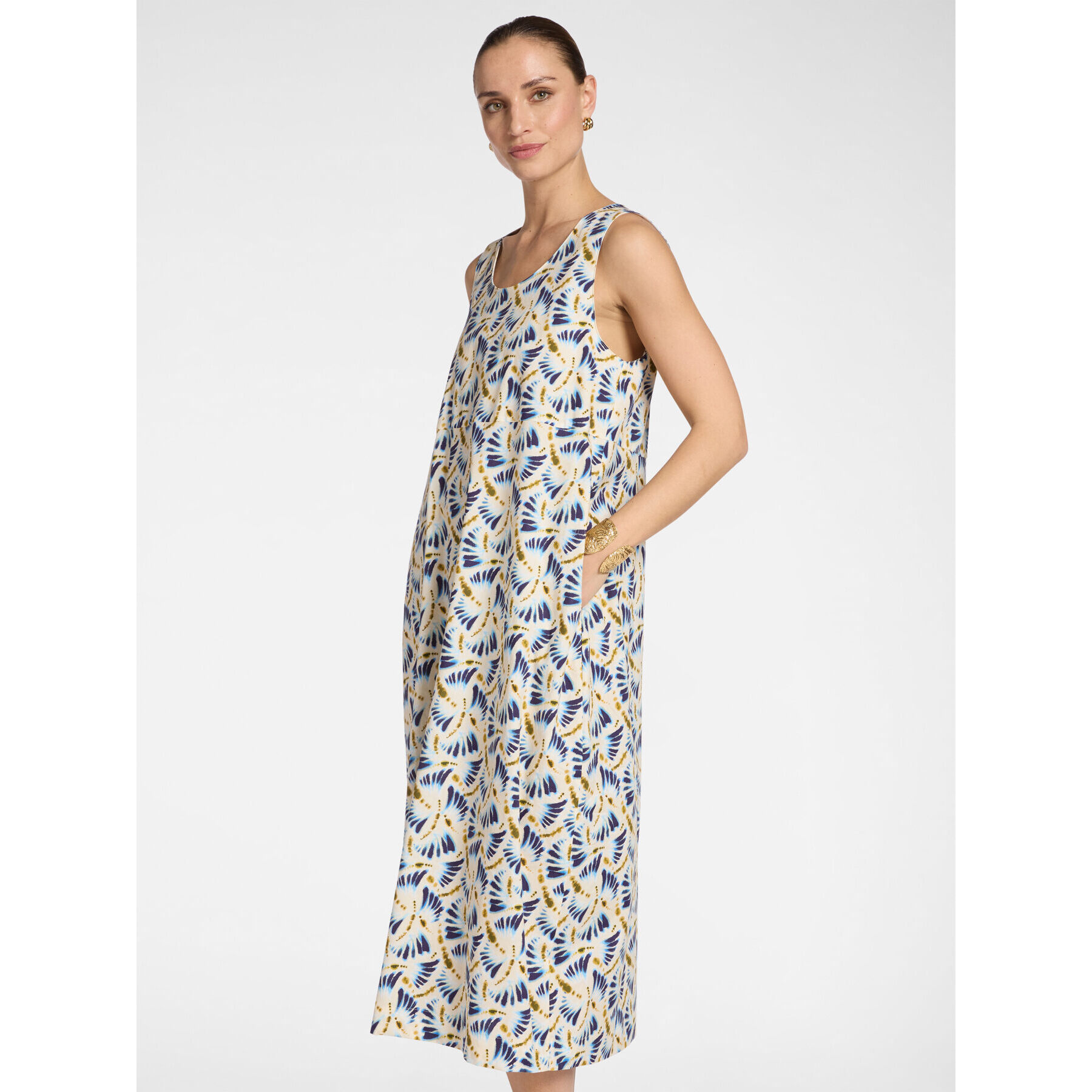 Elena Mirò - Vestido largo estampado - Azul