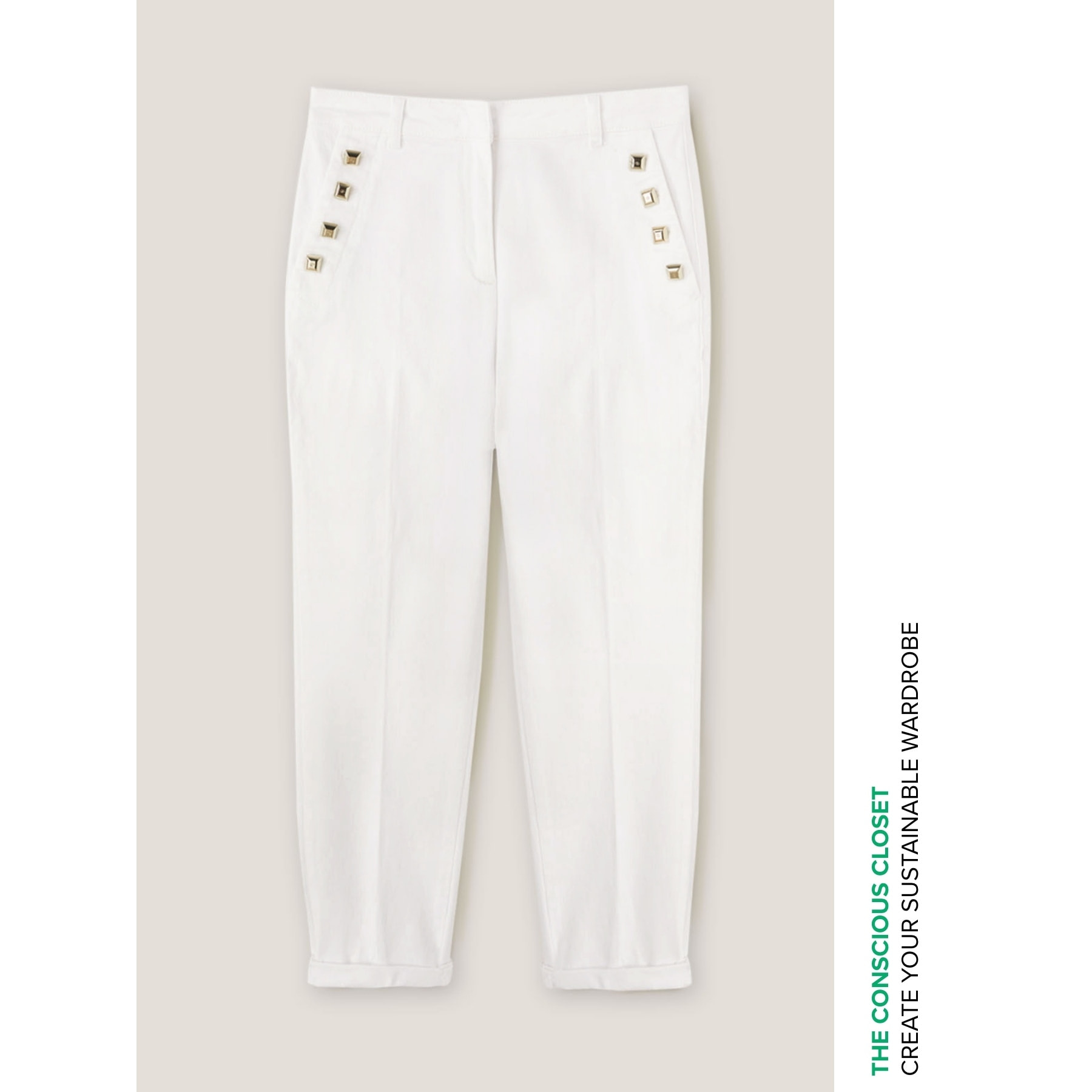 Motivi - Pantalones chinos con detalle de botones - Blanco