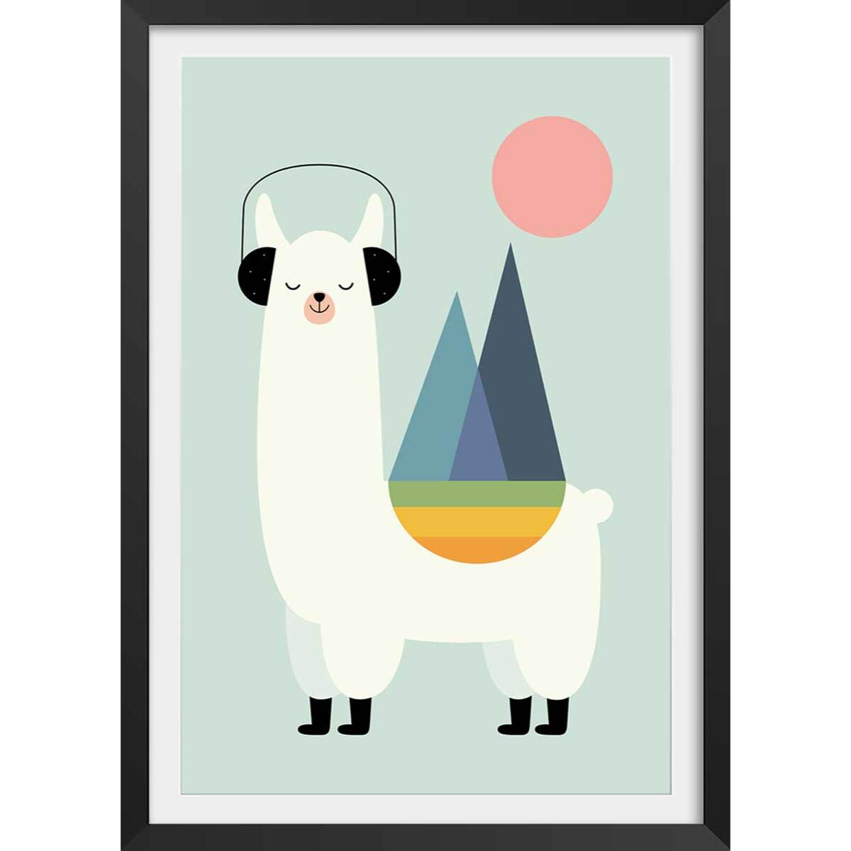 Affiche  alpaga music Affiche + cadre en bois - Noir