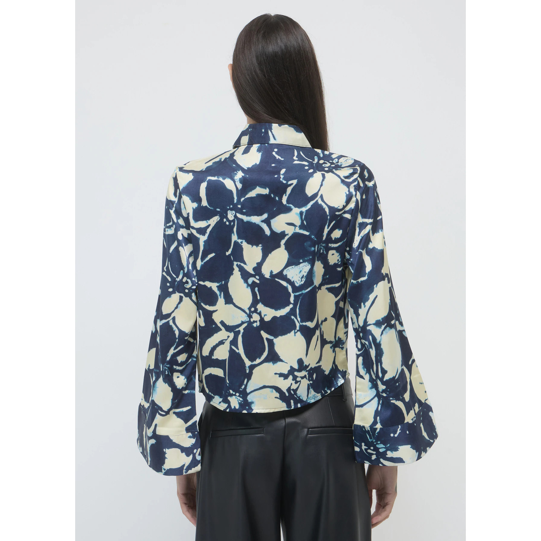 Camicia kimono in raso fantasia