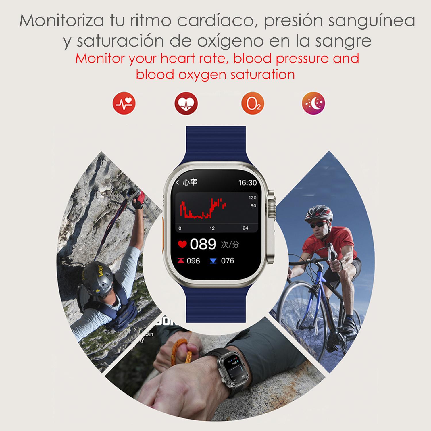 Smartwatch Z87 Ultra con triplo bracciale. Funzioni outdoor, chiamate BT, notifiche push. Decine di modalità sportive.