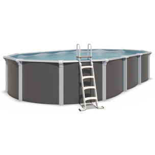 Piscine hors sol acier ovale 7,60 x 4,55 x 1,32 m anthracite OSMOSE
