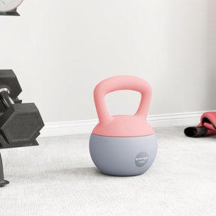 Pesa Rusa 12 kg, Soft Kettlebell Relleno de Arena Metálica y Mango Antideslizante, para Entrenamiento Culturismo en Casa, Gimnasio, Rosa Palo y Gris