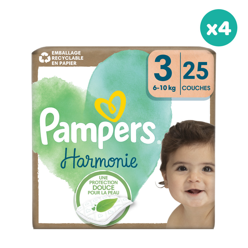 4x25 Couches Harmonie Taille 3 (6kg - 10kg) - Pampers