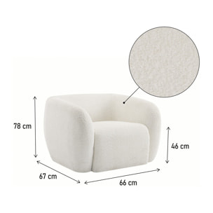 Fauteuil tissu bouclette "Washington" - Blanc