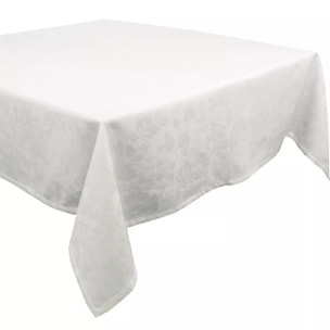 Nappe anti tache lin & coton motif jacquard Mille giverny blanc