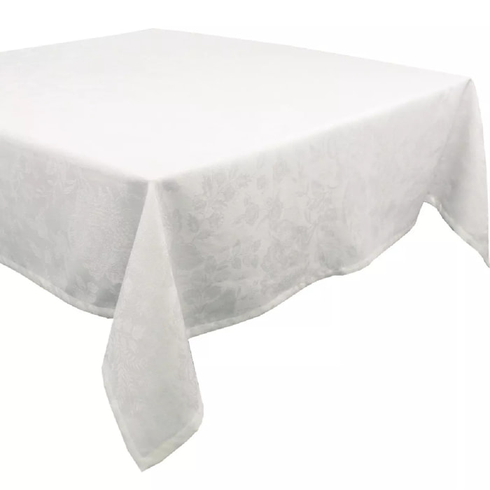 Nappe anti tache lin & coton motif jacquard Mille giverny blanc