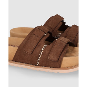 Sandalias de Serraje - Marron - Tacón: 4 cm
