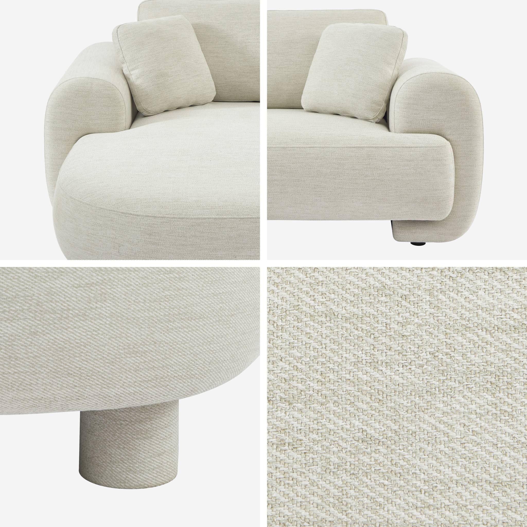 Canapé d'angle gauche 3 places tissu crème. pieds ronds L 231 x P 160 / 88 cm - Zenio