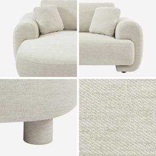 Canapé d'angle gauche 3 places tissu crème. pieds ronds L 231 x P 160 / 88 cm - Zenio