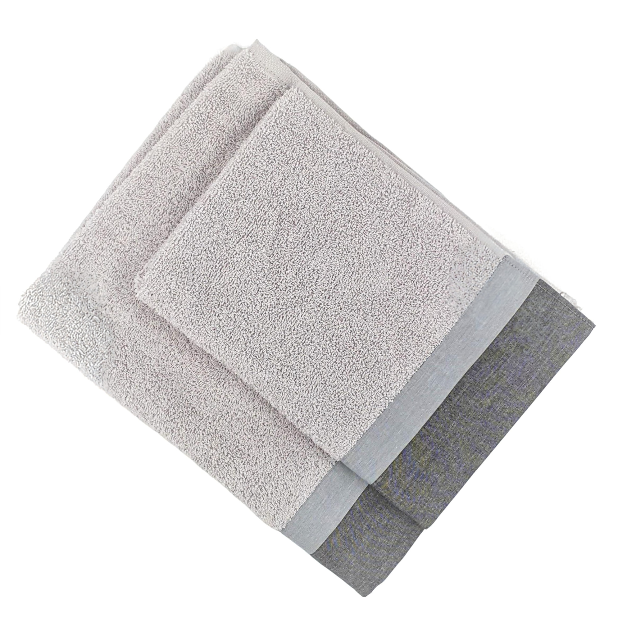 Set Spugna VARAZZE 2 Pezzi: Viso+Ospite - Grigio - 450 gr/m² - Puro Cotone