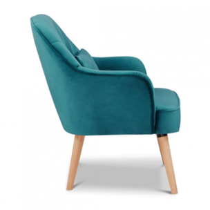 Fauteuil crapaud matelassé en velours avec 1 coussin - 2 coloris - SHELL