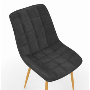 Chaises Melinda en velours mix de couleurs (bleu, gris clair, gris foncé et jaune) et pieds dorés - lot de 4