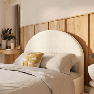 Tête de lit en tissu bouclé beige 160 cm - Eva