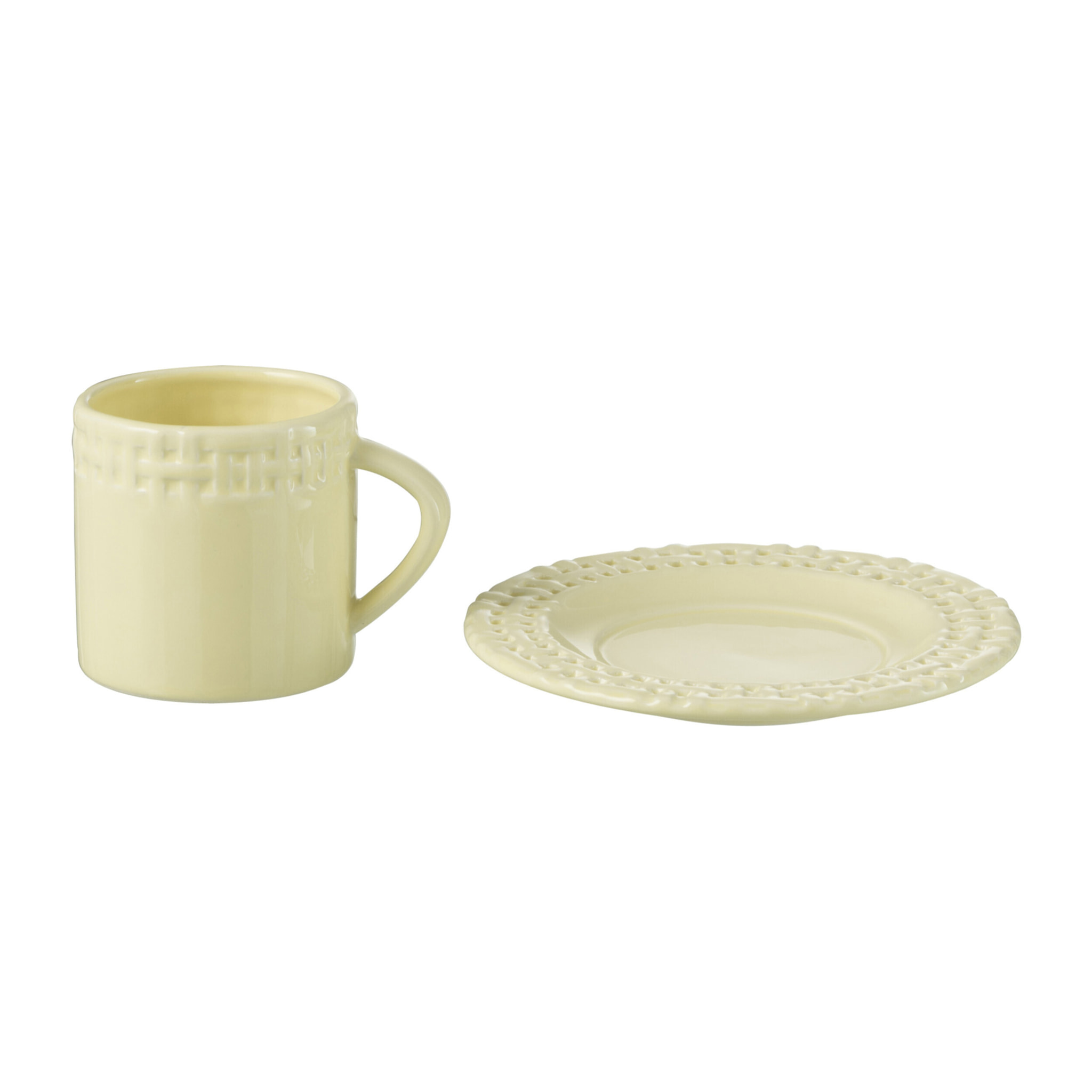 J-Line tasse + sous-tasse - céramique - jaune - 12 pièces