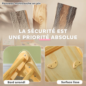Ensemble d'escalade en bois 3 en 1 - triangle Pikler, toboggan, rampe - panneaux bois pin