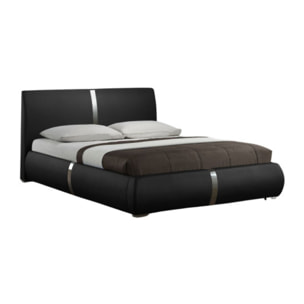 Ensemble lit matelas et sommier 160x200 cm simili noir - GESLO