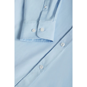 Camicia slim celeste in popeline con logo Polo Club