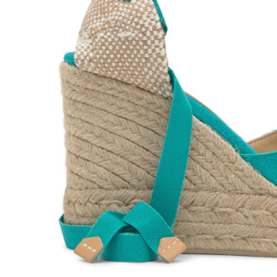 Alpargata de cuña Chiara en algodón orgánico lavado con doble plataforma