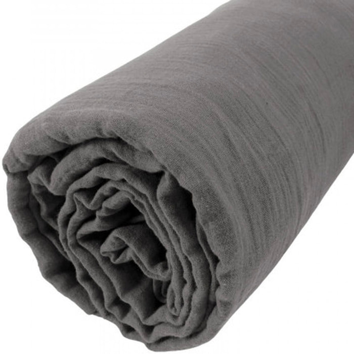 Drap Housse - Bonnet:30cm 100%gaze De Coton Anthracite