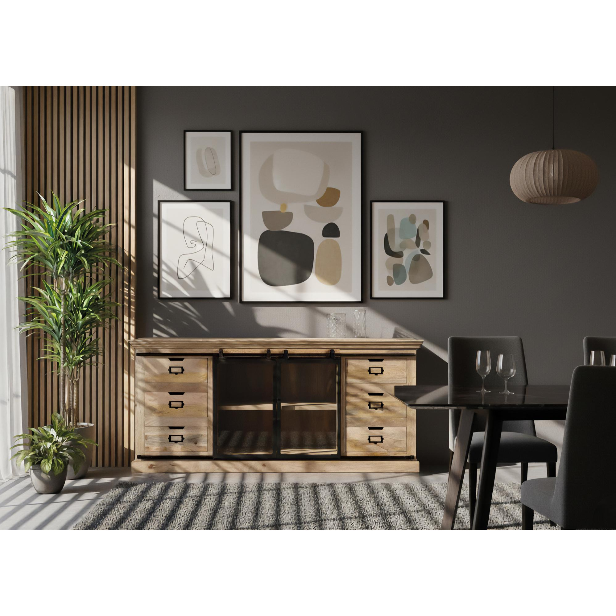 Aparador de Madera de Mango Estilo Industrial Moderno