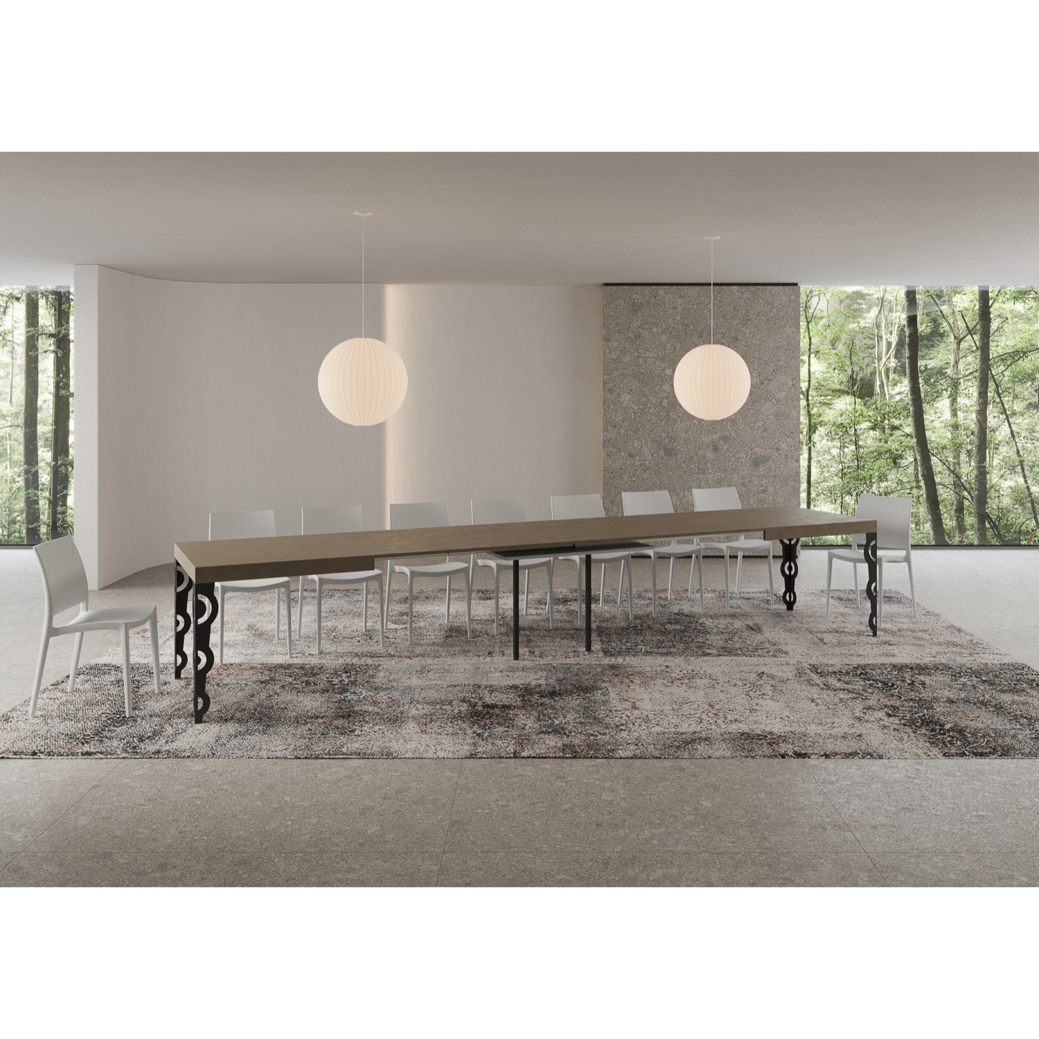 Tavolo allungabile 90x200/460cm Karamay tortora gambe antracite