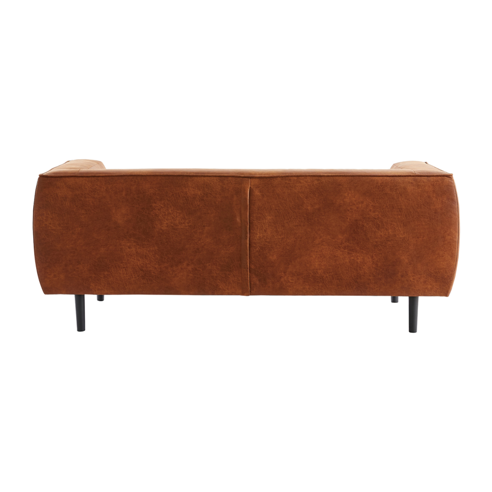 Canapé design 2-3 places en cuir aspect vieilli marron cognac MORRIS