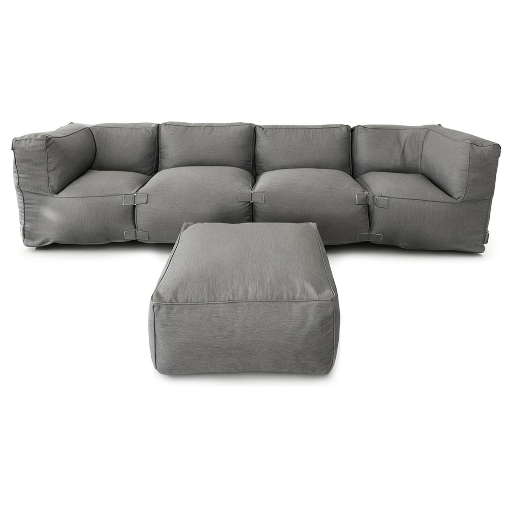 VERONE Salon de jardin modulable 5 places gris en tissu déperlant