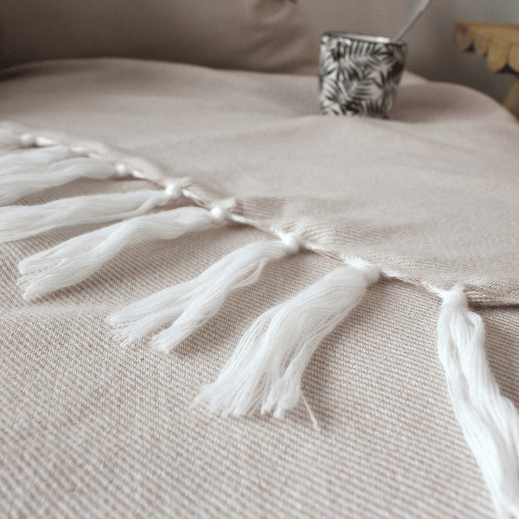 Couverture en jacquard - Beige