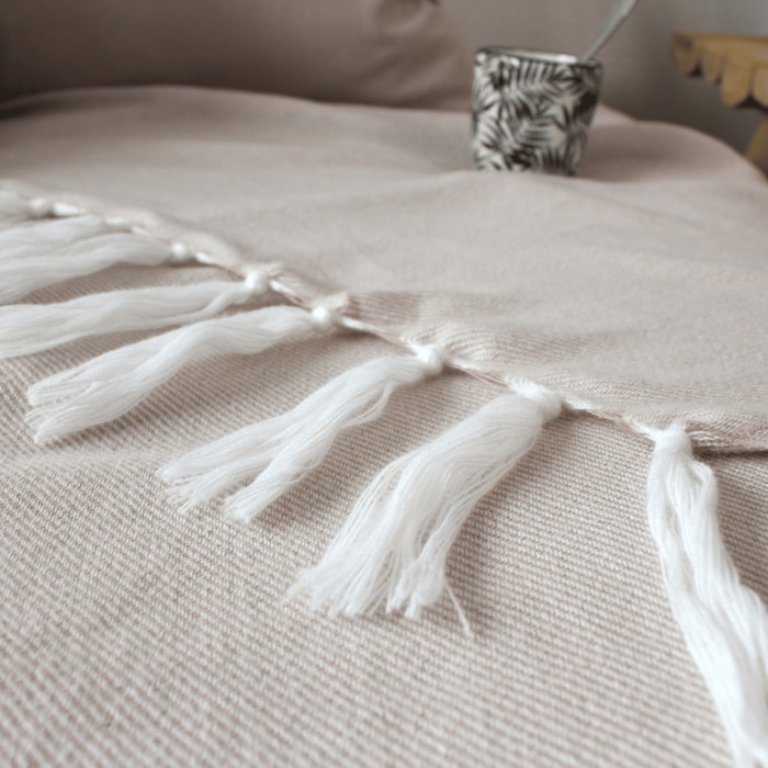 Couverture en jacquard - Beige