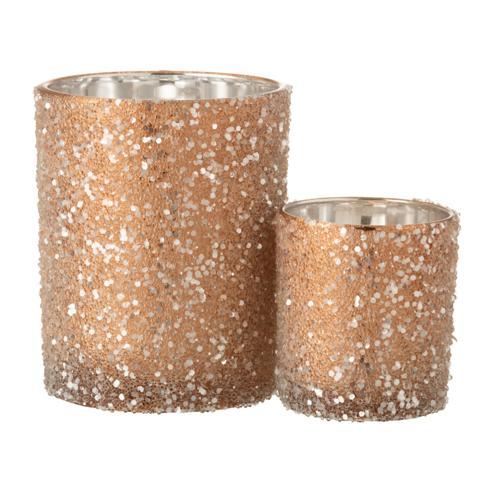 J-Line photophore Perles - verre - saumon foncé - large - 2 pcs