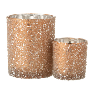 J-Line photophore Perles - verre - saumon foncé - large - 2 pcs