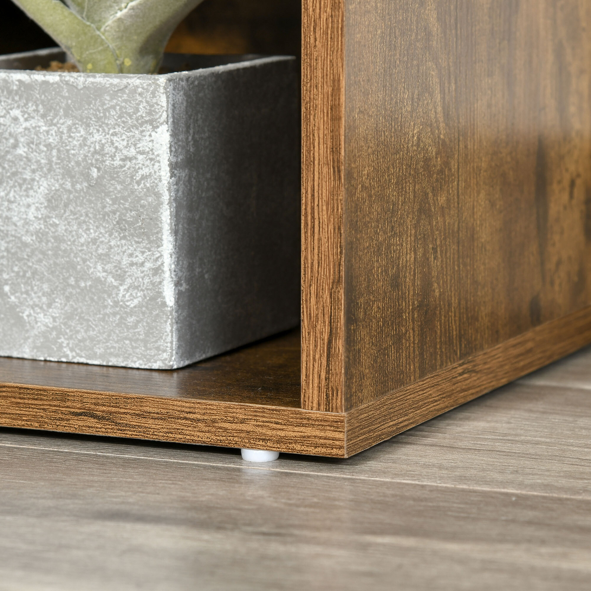 Bibliothèque banc 2 en 1 design contemporain 6 casiers 3 coussins fournis 102L x 30l x 61H cm aspect bois vieilli gris