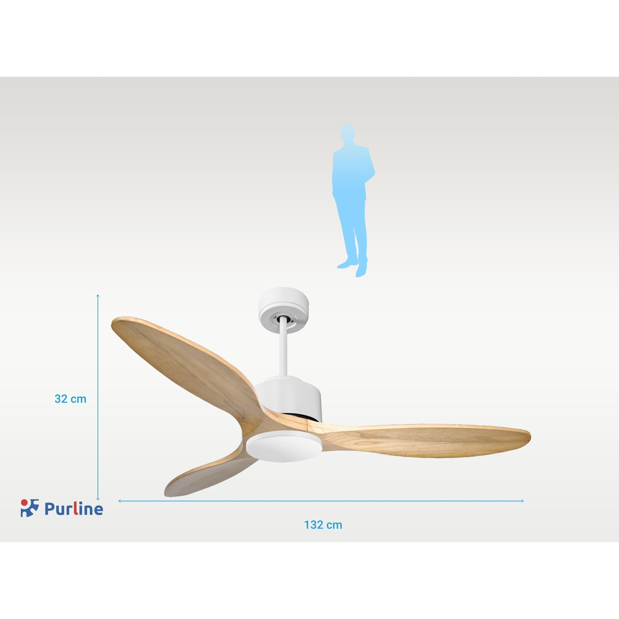 Ventilateur de plafond ø132 cm avec Wifi Réversible Hypersilence 40   W Blanc