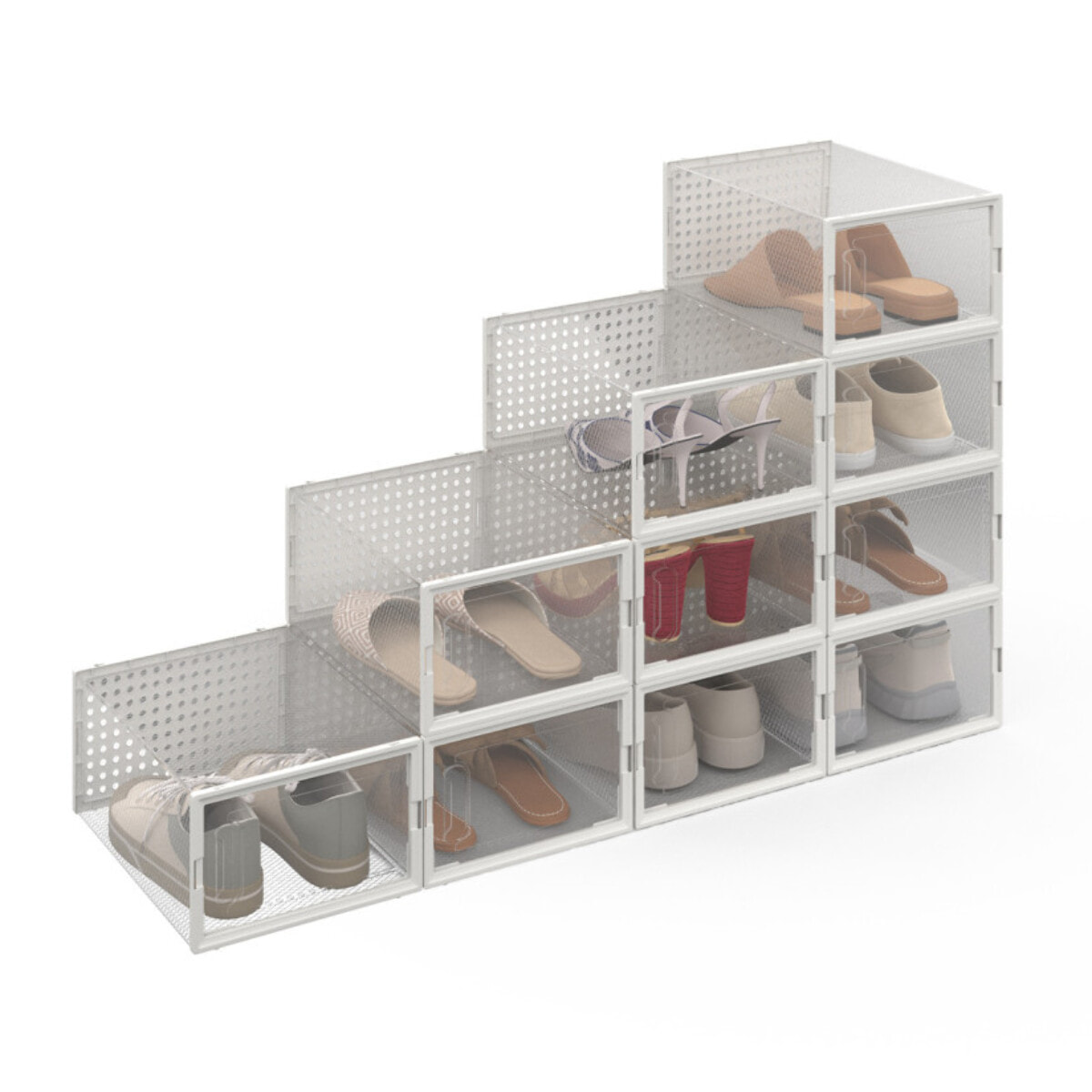 Boîtes de rangement à chaussures empilables - lot de 12
