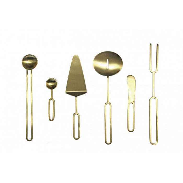 Service de 6 couverts en acier inoxydable doré finition laiton brossé - LOUTO
