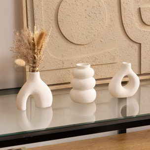 Lot de 3 soliflores "Iora" céramique blanc H9cm